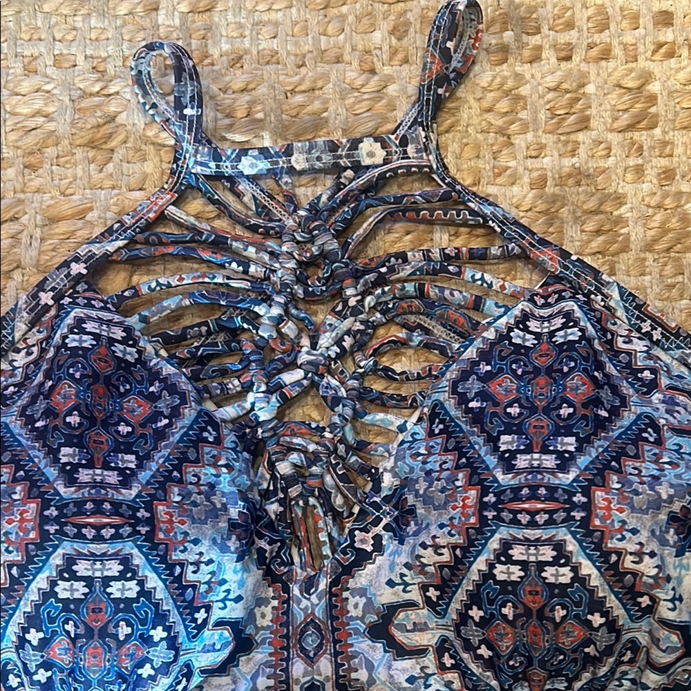 Swimsuits For All Blue and White Patterned Swimwear - Picture 2 of 11